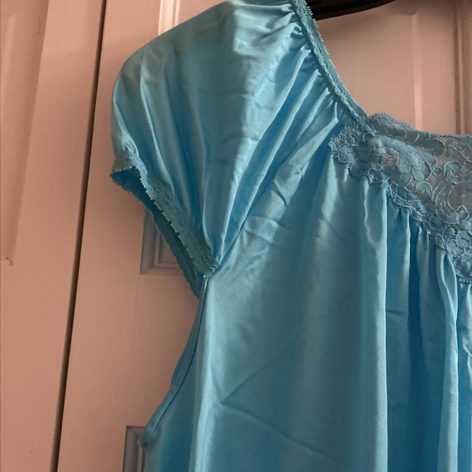 Vintage Lorraine Lingerie Nightgown Turquoise Blue Size Medium New With Tags