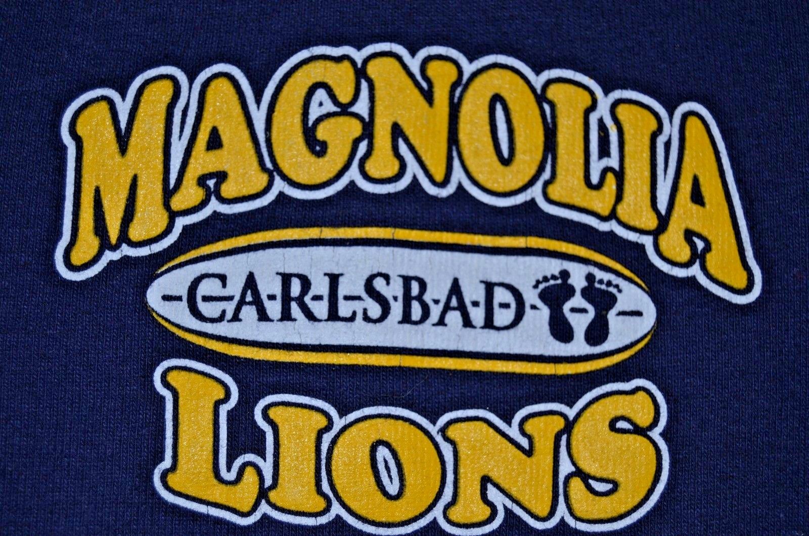 VTG 90s T-Shirt V Neck Magnolia Lions School Retro Black Womans L Made in USA
