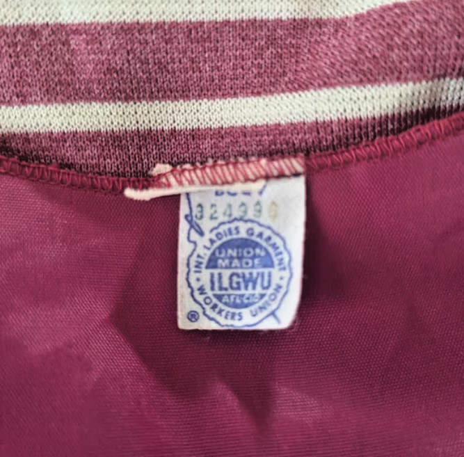 Union Made Vintage Maroon White Jumper Dress w/Striped Vest Sz 9 Maroon/Burgundy