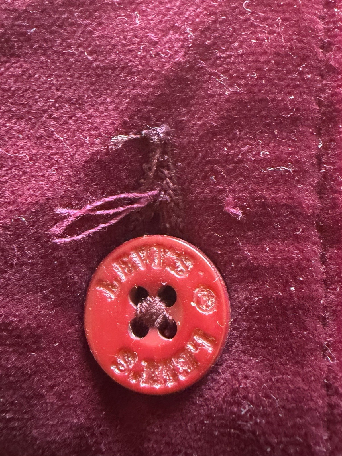 1970s VTG Levi’s For Me Burgundy Velvet Pants USA Tag Size 14 TLC Rare NOS