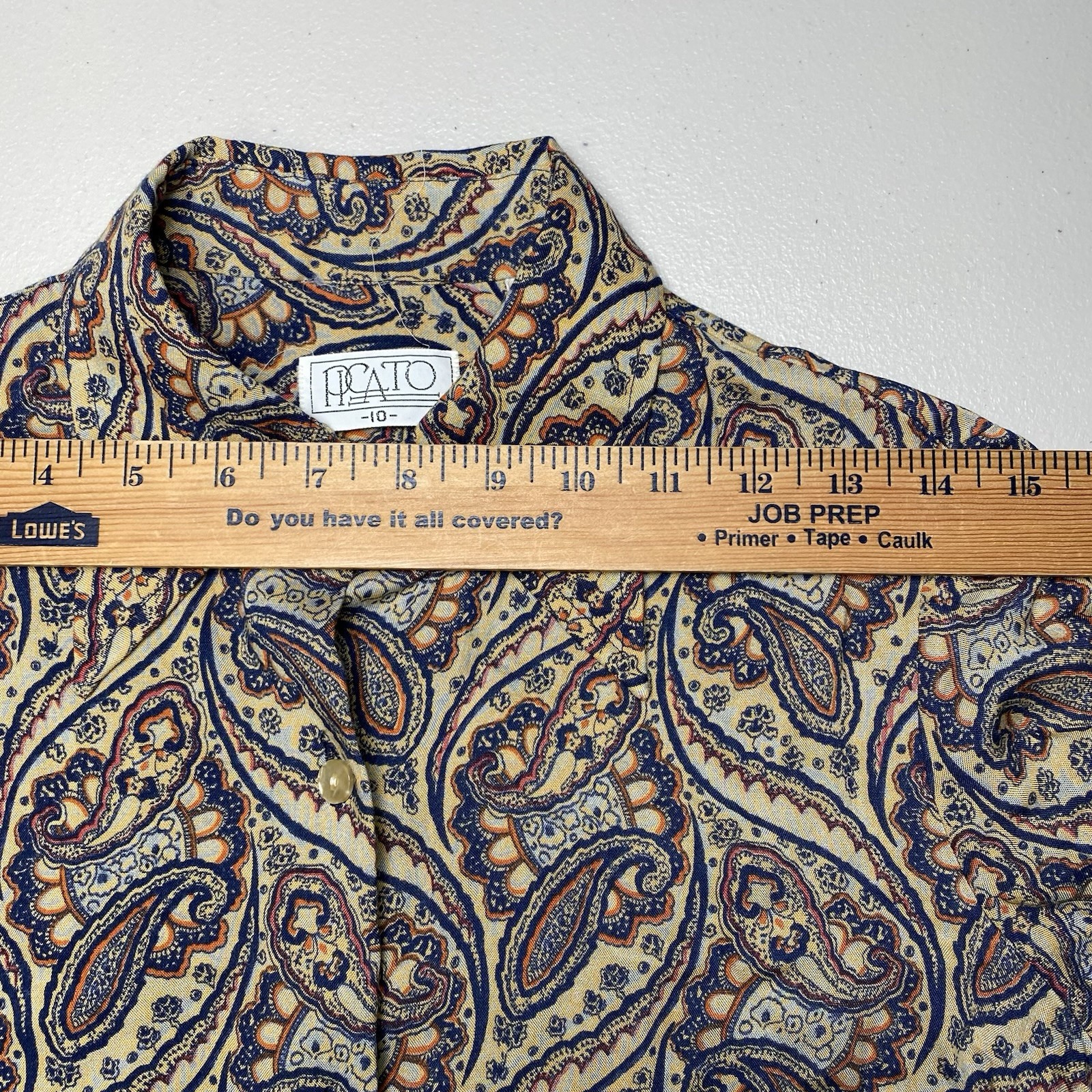 70s Picato Blouse 2 Piece Size 10 L/S Dagger Collar Paisley Boho Art to Wear