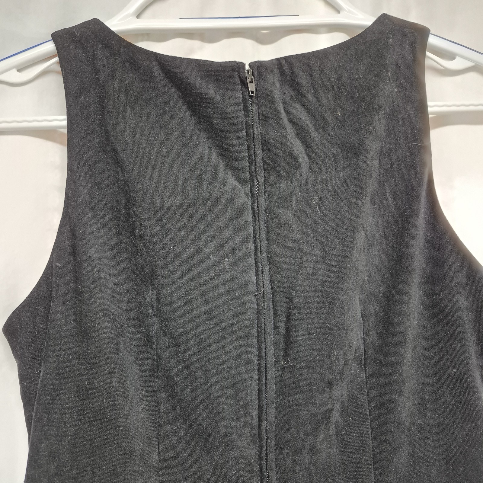Vintage Y2K Aqua Blues Black Velveteen Sleeveless Dress Back Zipper Size 9 A3