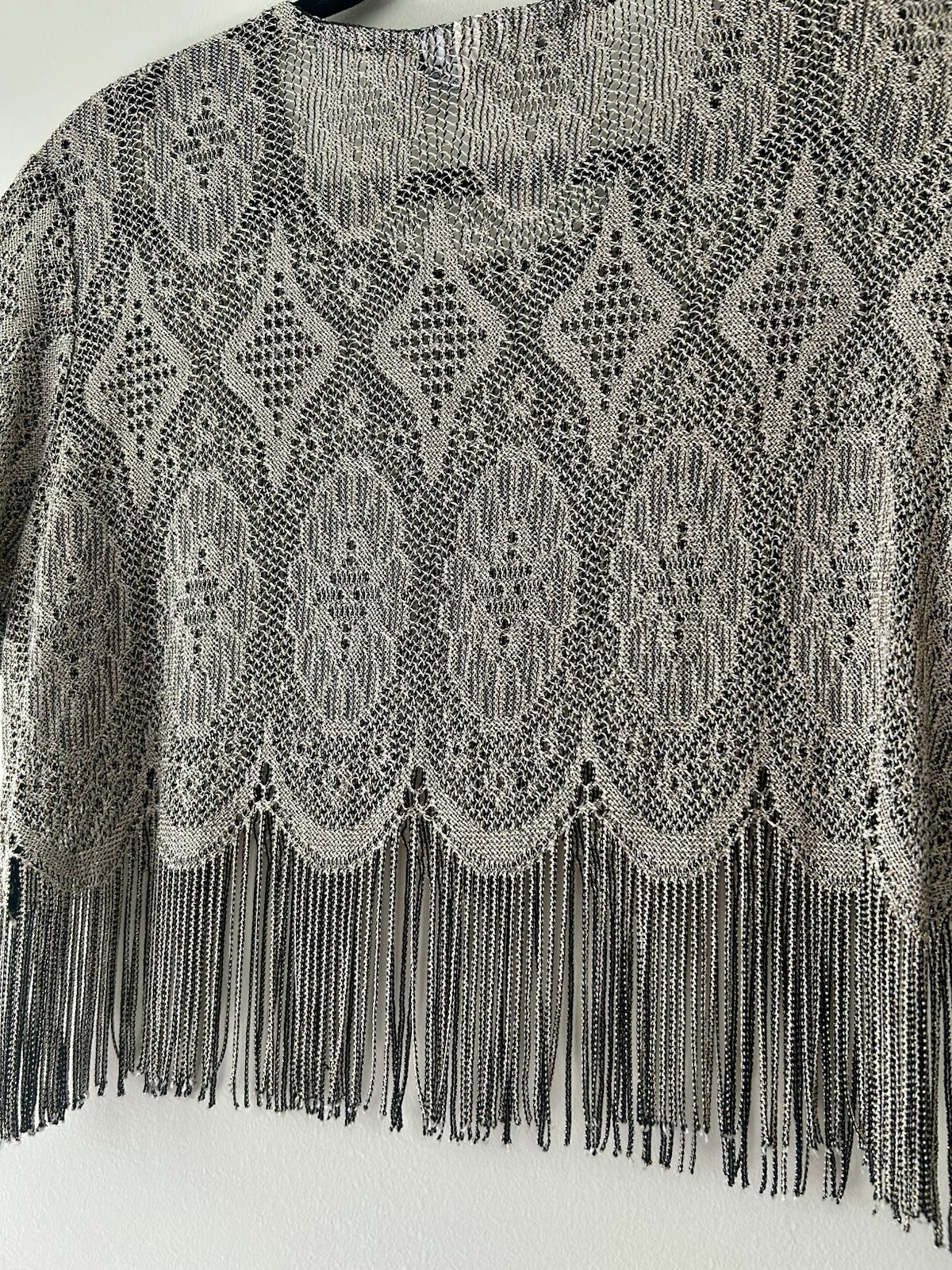 VTG Sharade of California Metallic Fringe Crop Top Knit Made in USA 10