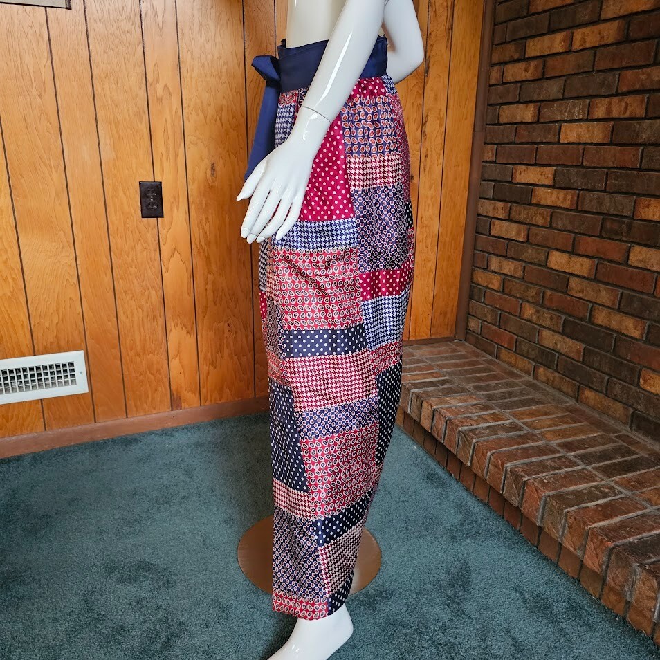 Vintage 70s Mr. Hank Patchwork Maxi Woodstock Hippie Hostess Wrap Boho Skirt M