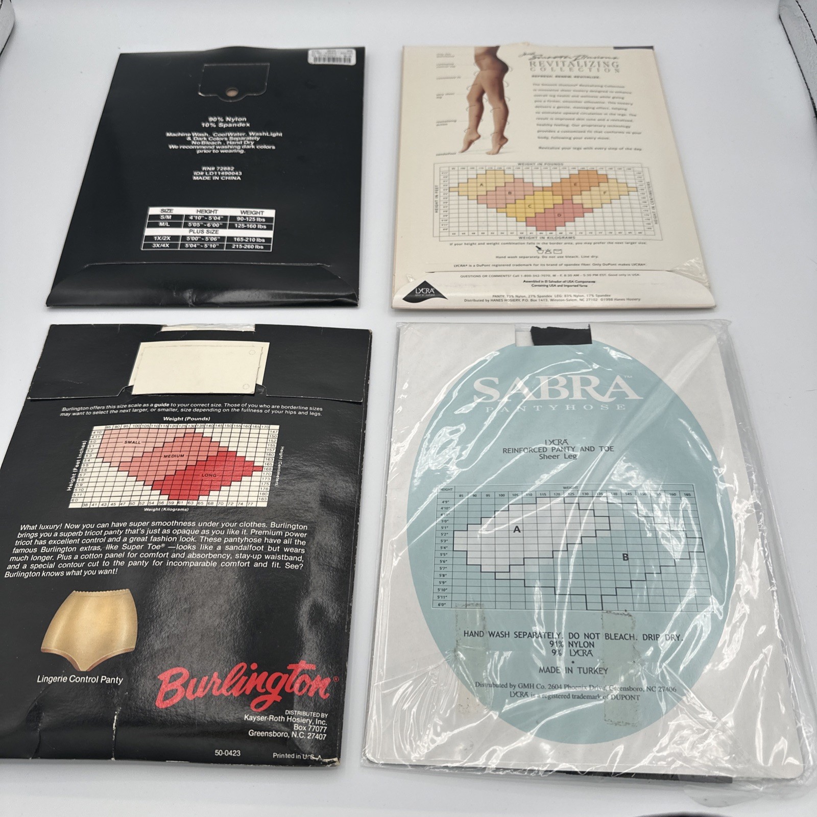 Vintage Pantyhose Bundle Sz B Medium Hanes Burlington Sabra Fashion Bug Set 4pk
