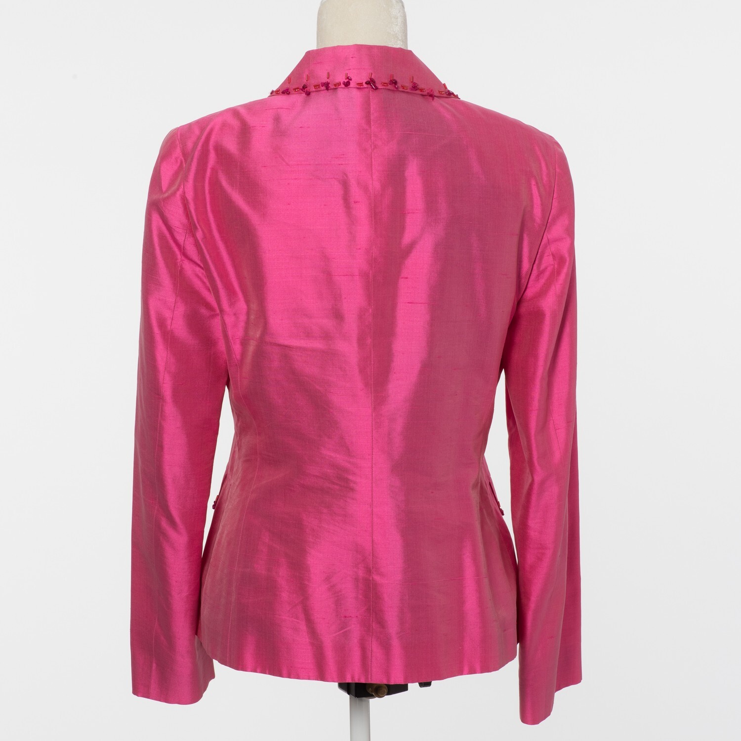 Vintage Les Copains Beaded Hot Pink Silk Jacket and Skirt Mother of The Bride
