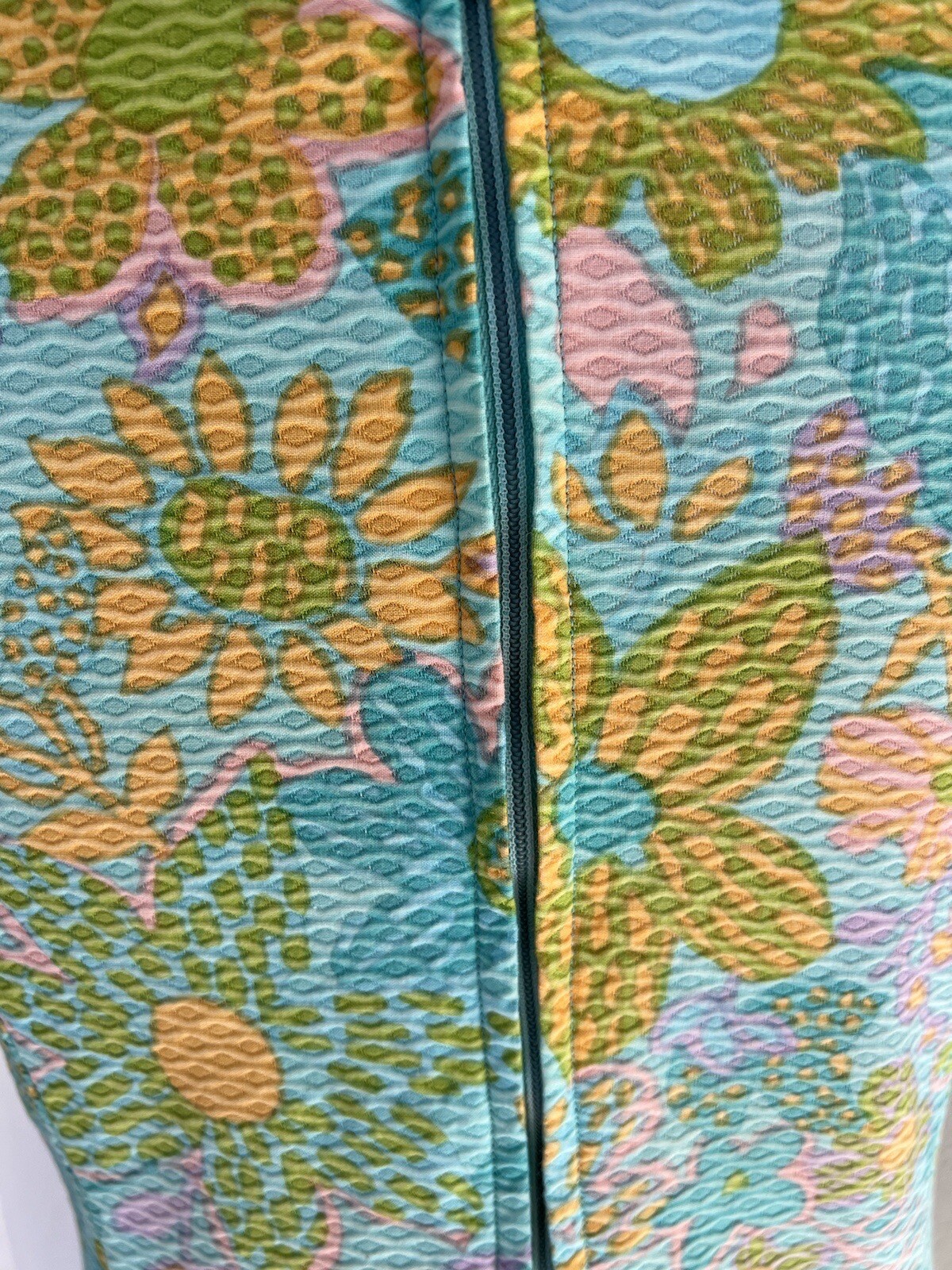 VTG 1960’s Green Pink Orange Damask Floral Shabby Chic Sun Mini Dress S M GREAT