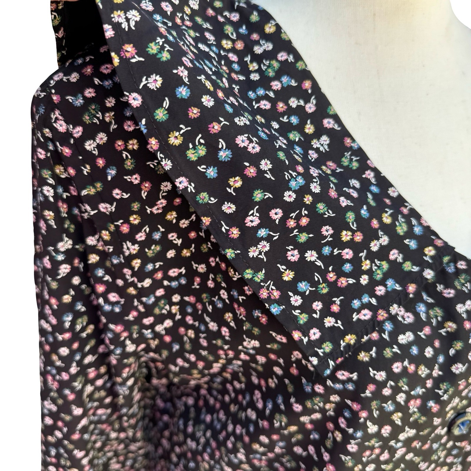 Rampage Vintage Black Ditsy Floral Drop Waist Mini Dress 90s Goth Grunge Size 11