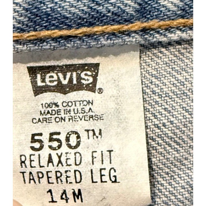 Vintage Levis 550 USA Made Mom Jeans Relaxed Tapered High Rise Light Wash 14M
