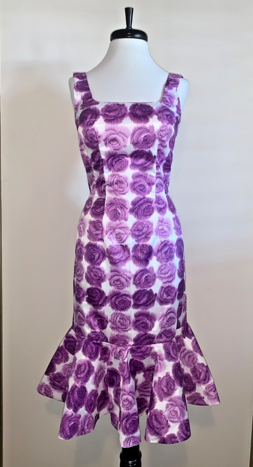 1950s Vintage/Retro Bombshell Wiggle Sheath Silky Party Dress w/Mermaid Flounce