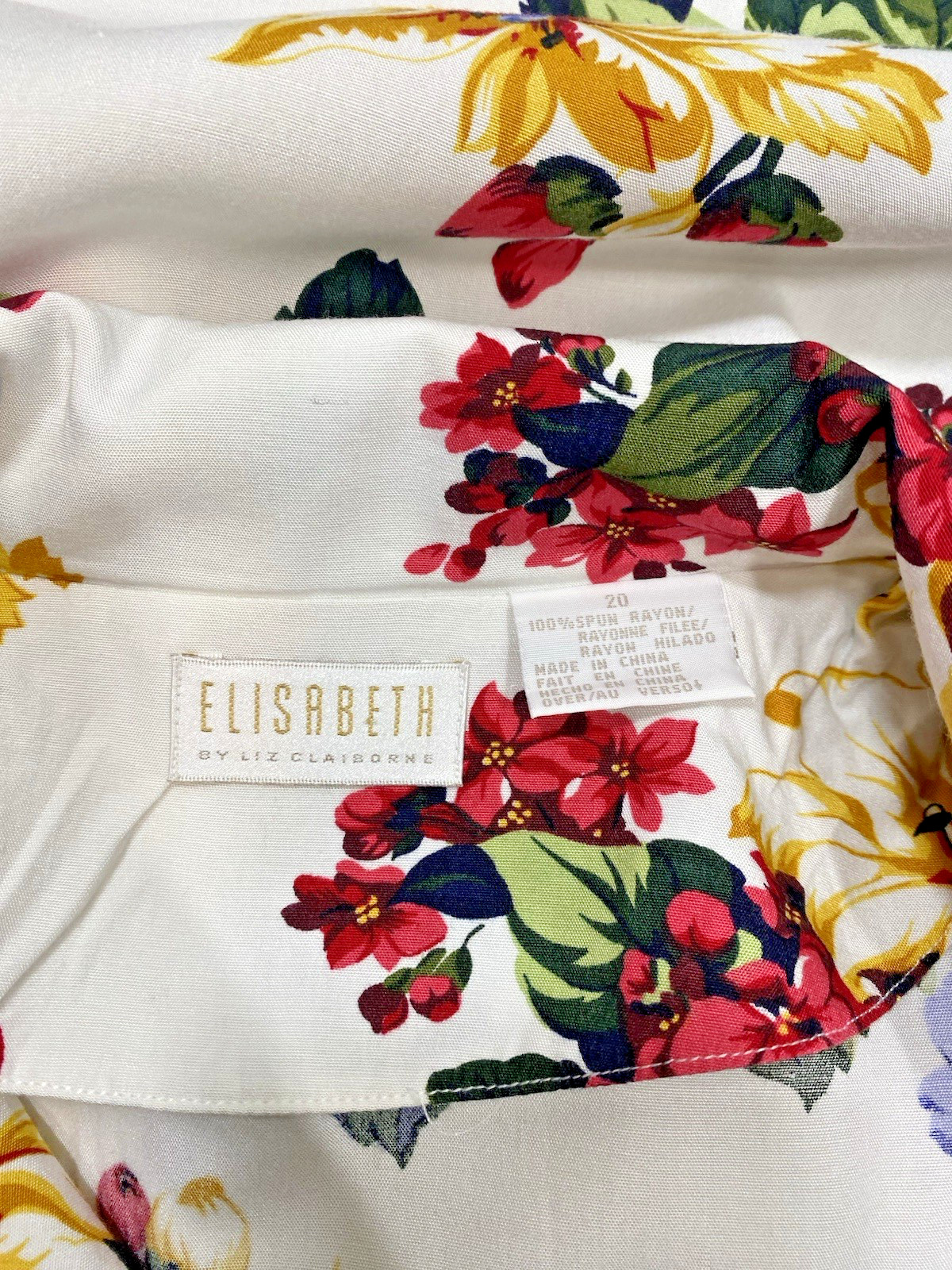 Vintage Blouse SIZE 20 PLUS WOMEN’S 2X floral LIZ CLAIBORNE 80s 90s Rayon