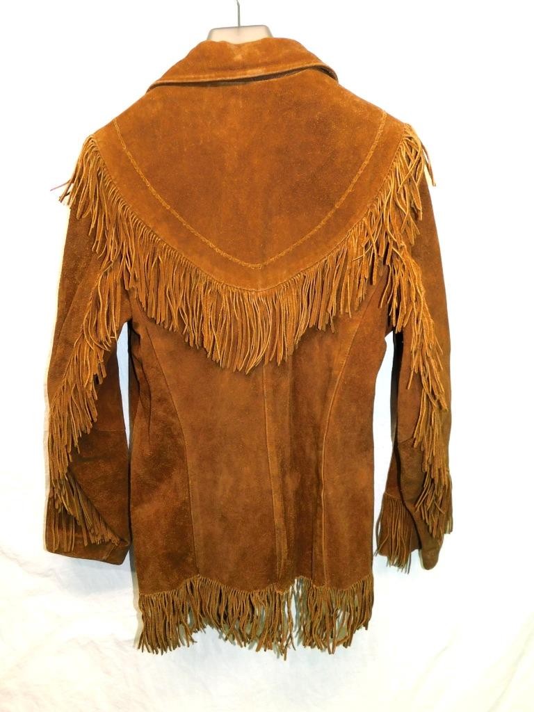 Vintage Pioneer Wear M Brown Suede Western Fringe Coat Woman Rockabilly Rodeo