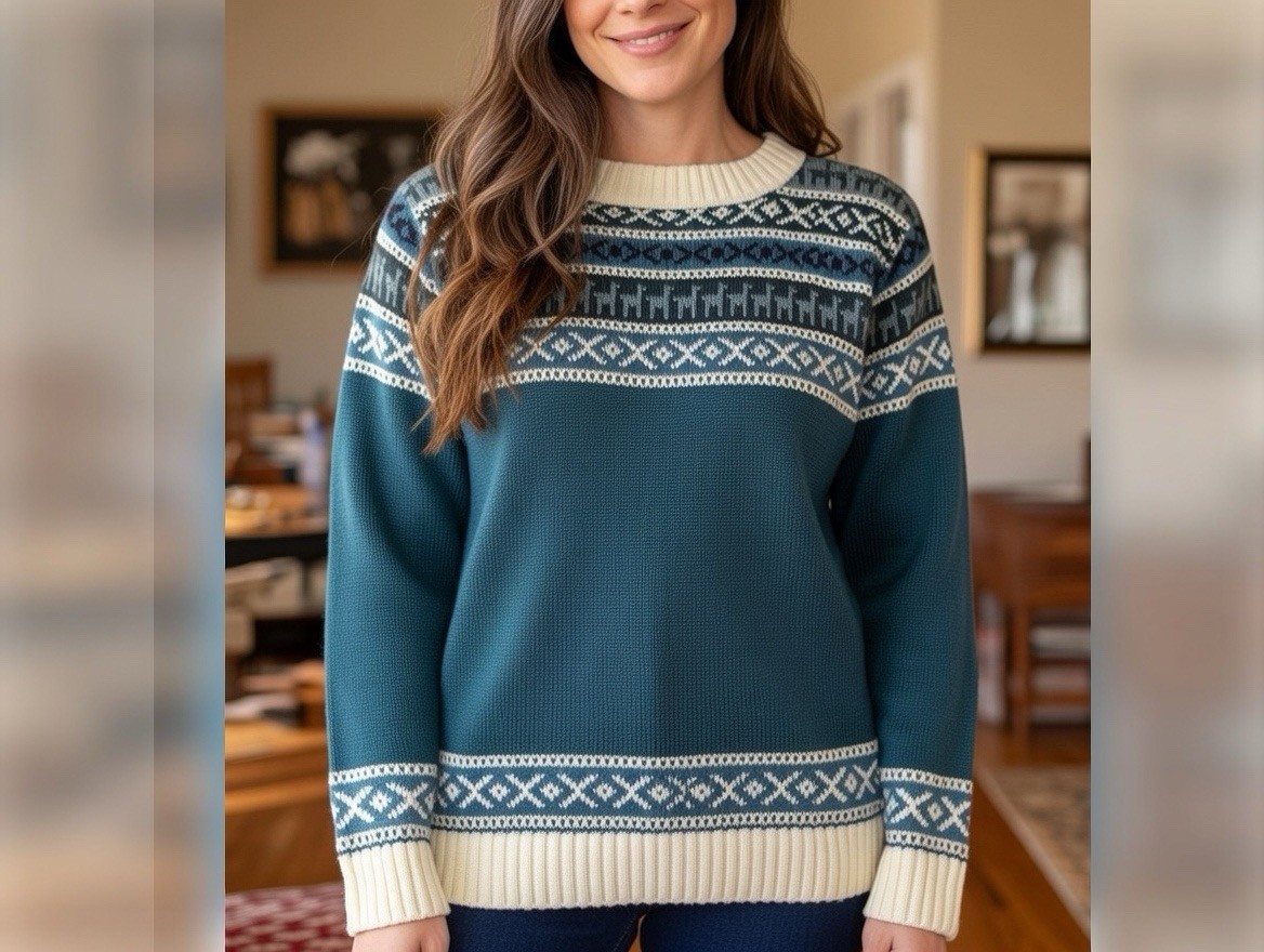 Vintage Alpaca Pullover Sweater – Made in Peru – Size L – Unisex