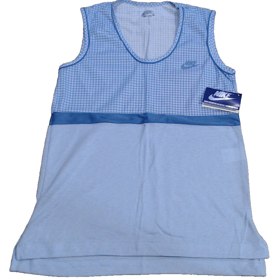 Vtg 80s Nike Tank Top Wmns M Sleeveless Shirt NWT Ice Copen Blue Running Workout