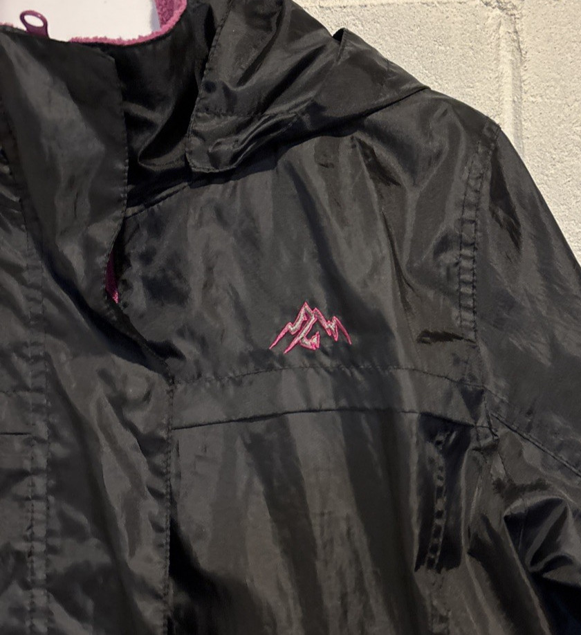 Vintage Womens Winbreaker Jacket Hoodie Black Full Zip Lined Size S Spirit
