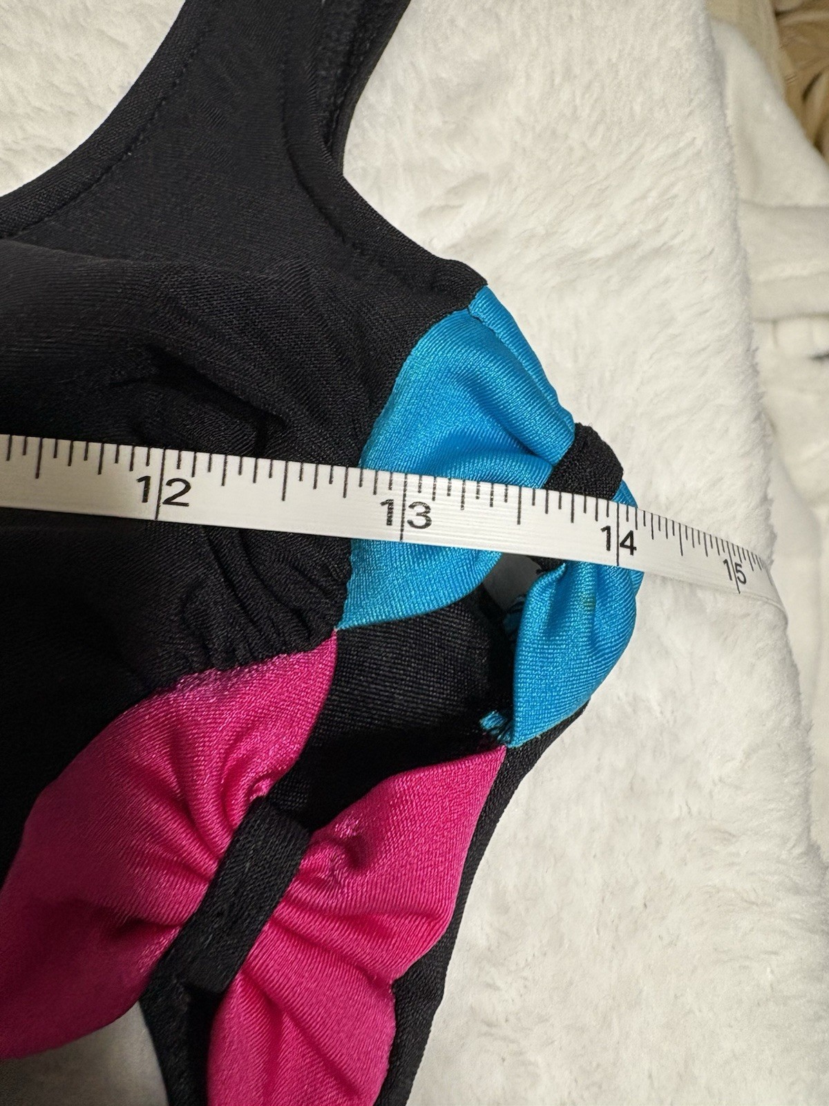 VTG 80s SIRENA SWIMSUIT PEEK A BOO SIDES PINK & Blue Bows RARE 10 Pilling Butt