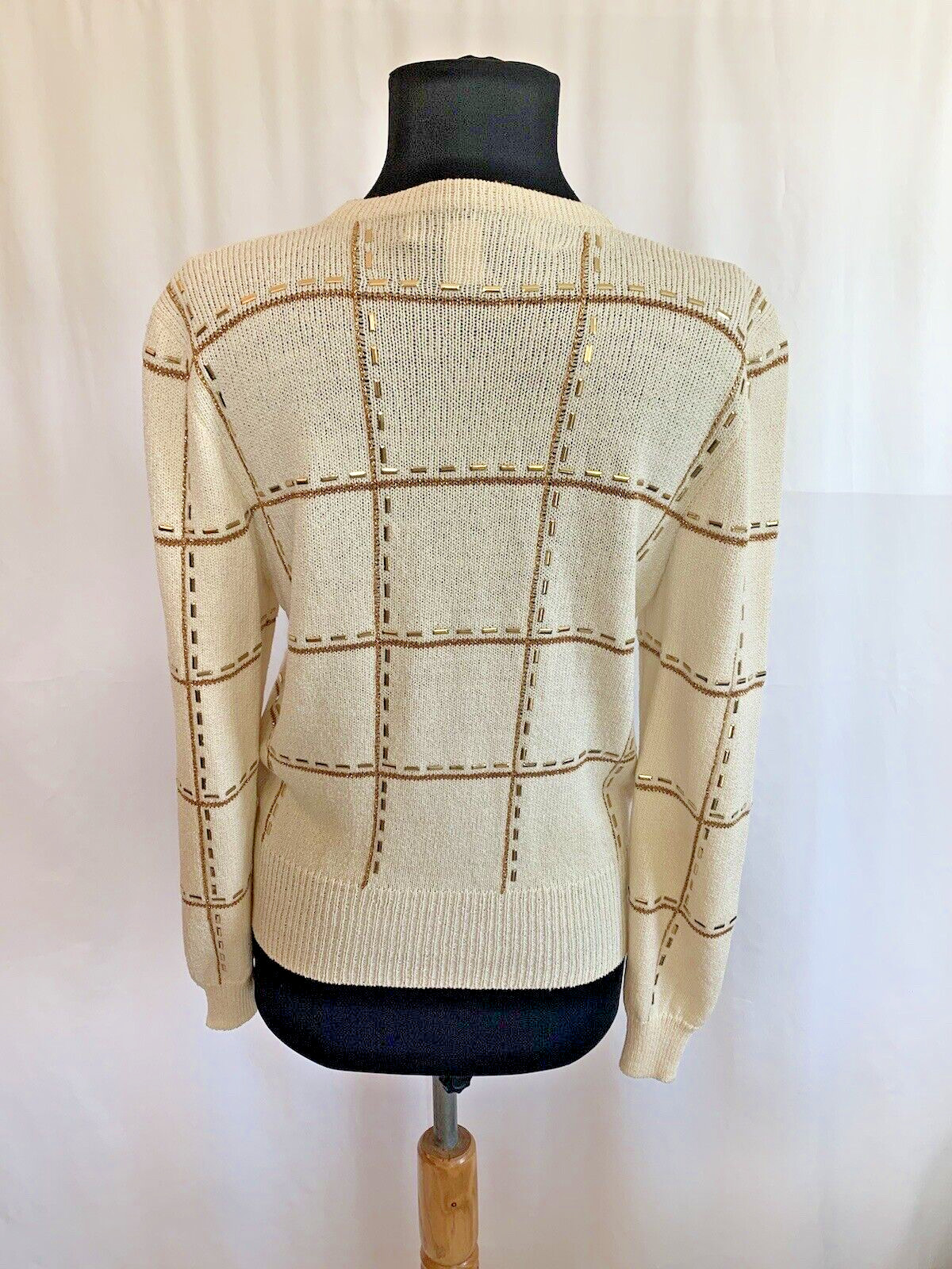 Vintage 1980s Jennifer Roberts Cream Santana Knit Sweater – size 6 Small