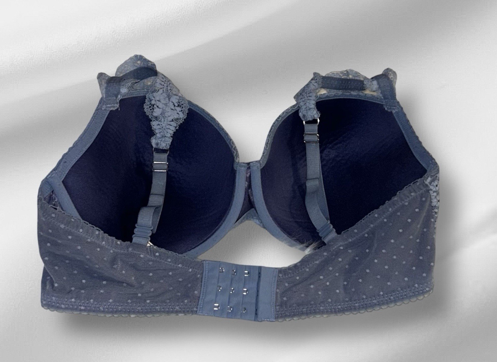 Victoria’s Secret Dream Angels Lined Demi Blue Sheer Lace Overlay Bra 38DD
