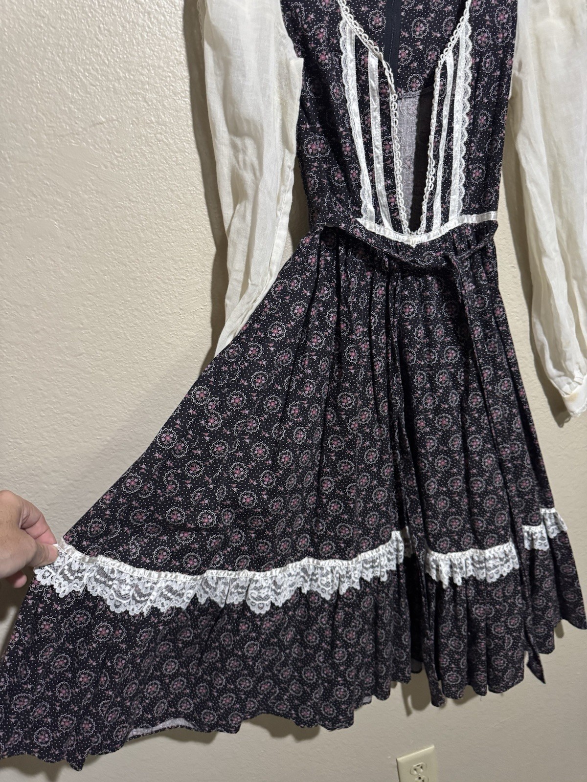 Vintage 70s Gunne Sax by Jessica Floral Maxi Dress Prairie Peasant Size 5