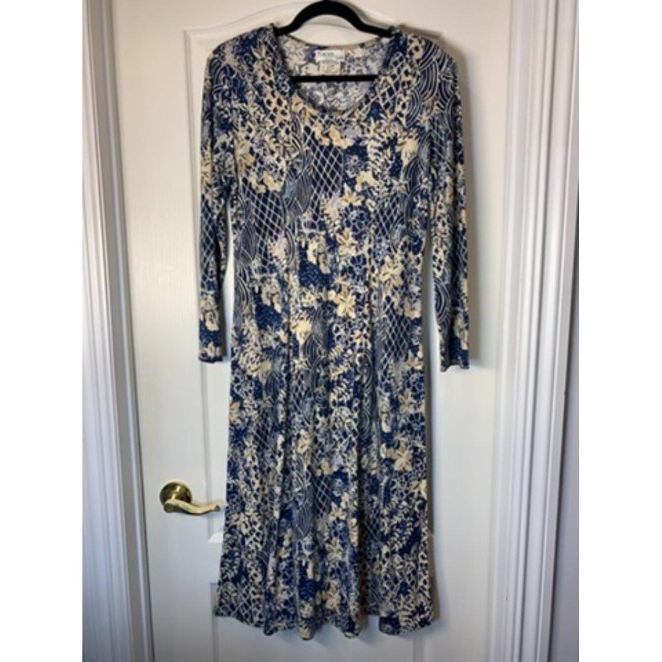 Kates for Eaton Vintage Canadian Maxi Dress Blue Floral Prairie Cottagecore M
