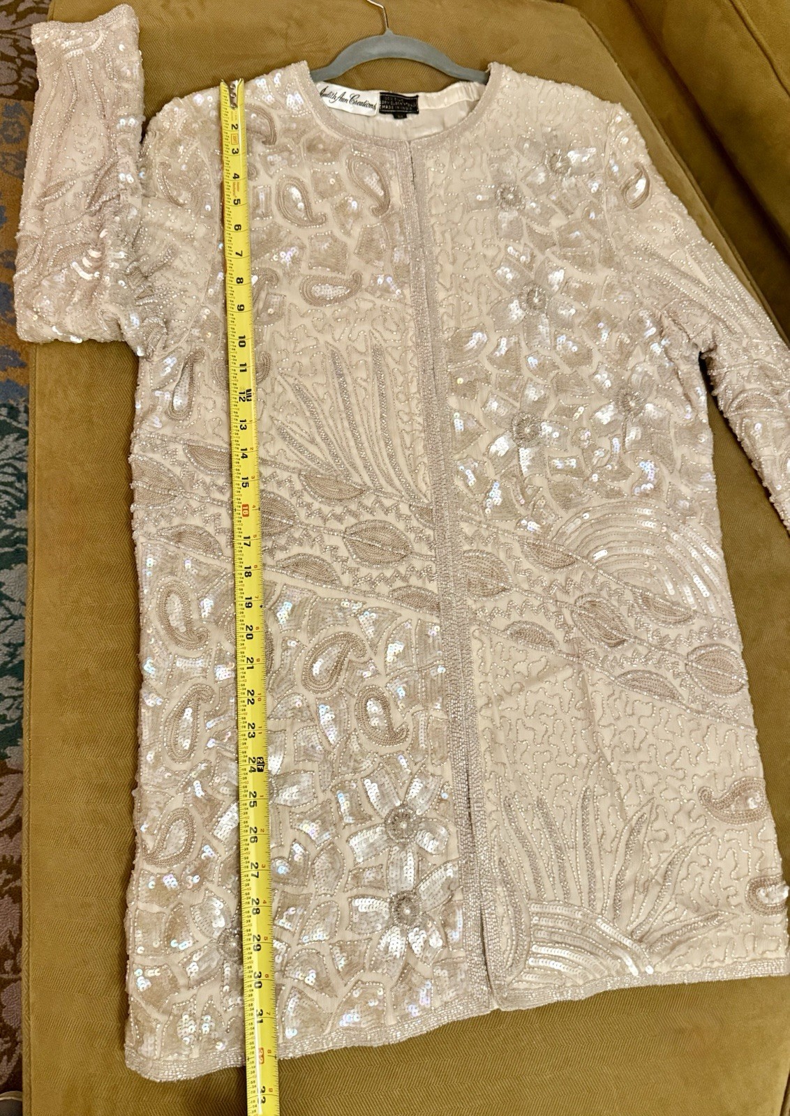 VTG JUDITH ANN CREATIONS Bead Sequin 100% Silk Jacket Sz Medium