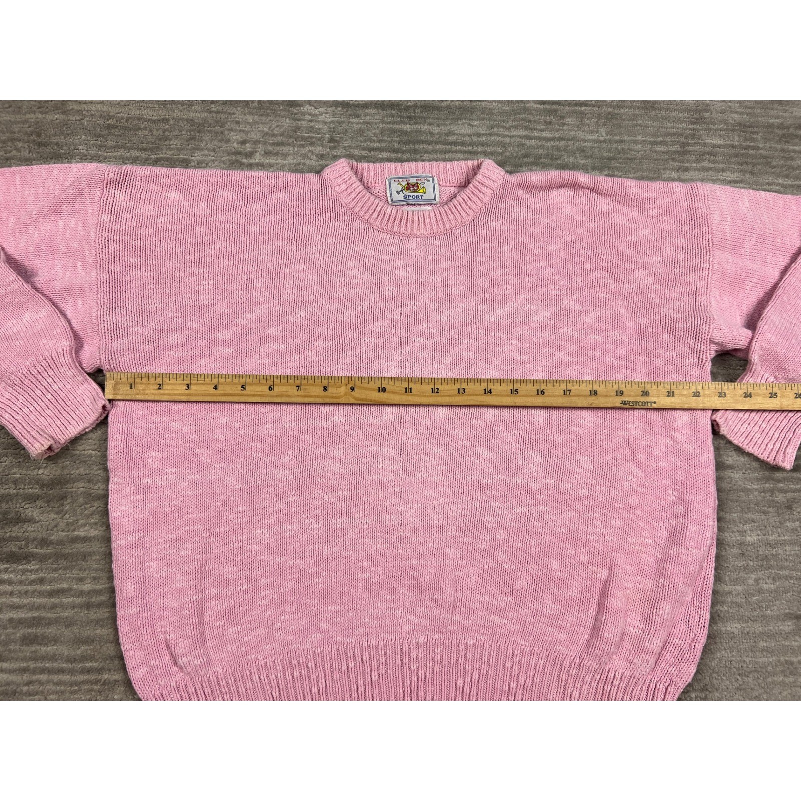 Club Run Sport Sweater Womens XL Pink Cotton Crewneck Marl Knit Vintage Slouchy