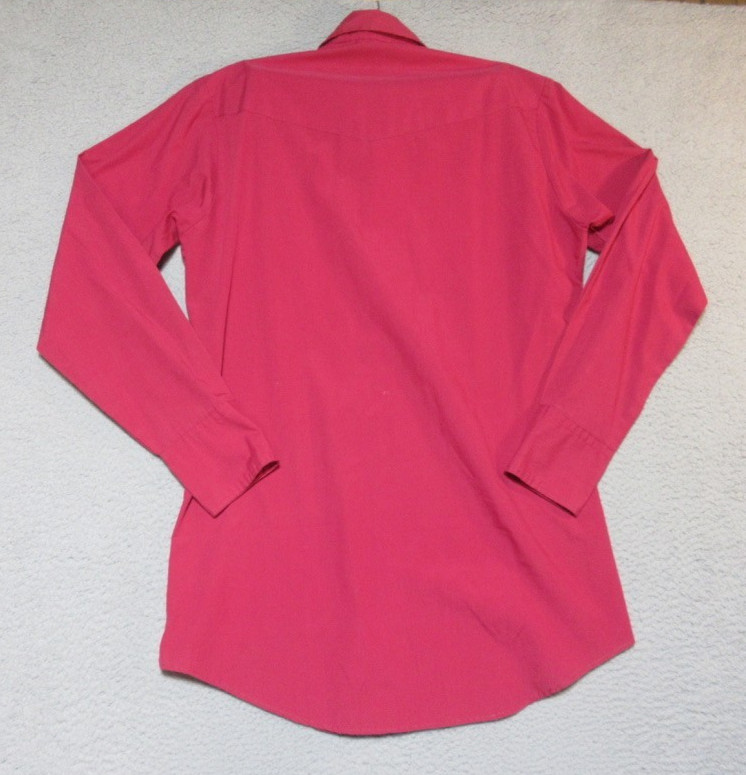VTG Karman Shirt Large Womens Extra Long Tail Pearl Snap Made in USA