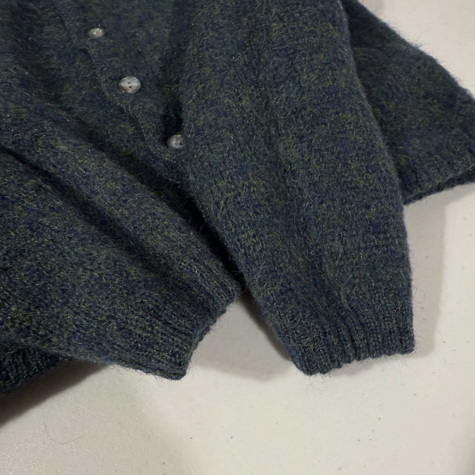 Vintage 60s McGregor Sportswear Wool Kid Mohair Cardigan USA Green Womens Sz S