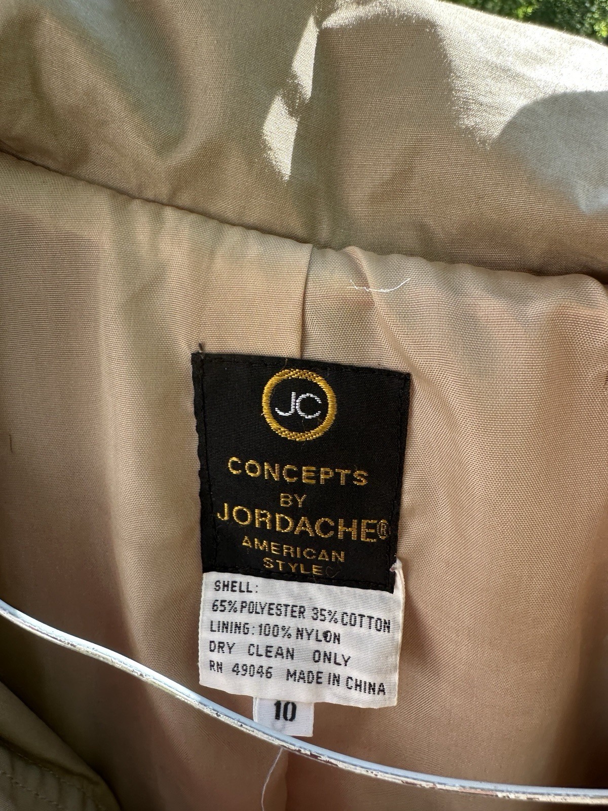 Vintage 80s/90s JC Concepts by Jordache Hooded Trench Rain Coat Khaki & Red