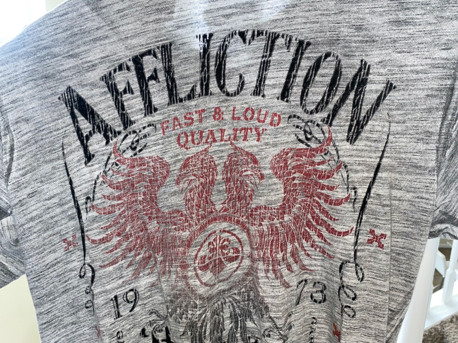 AFFLICTION American Customs Motors Garage Built Mens Gray T-Shirt Size M