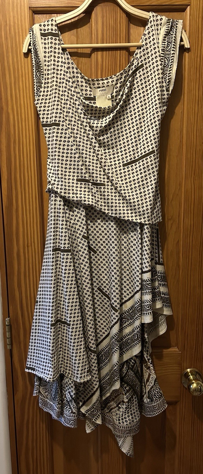 FUZZI Vintage Brown And White Two Piece Attached Dress. Small