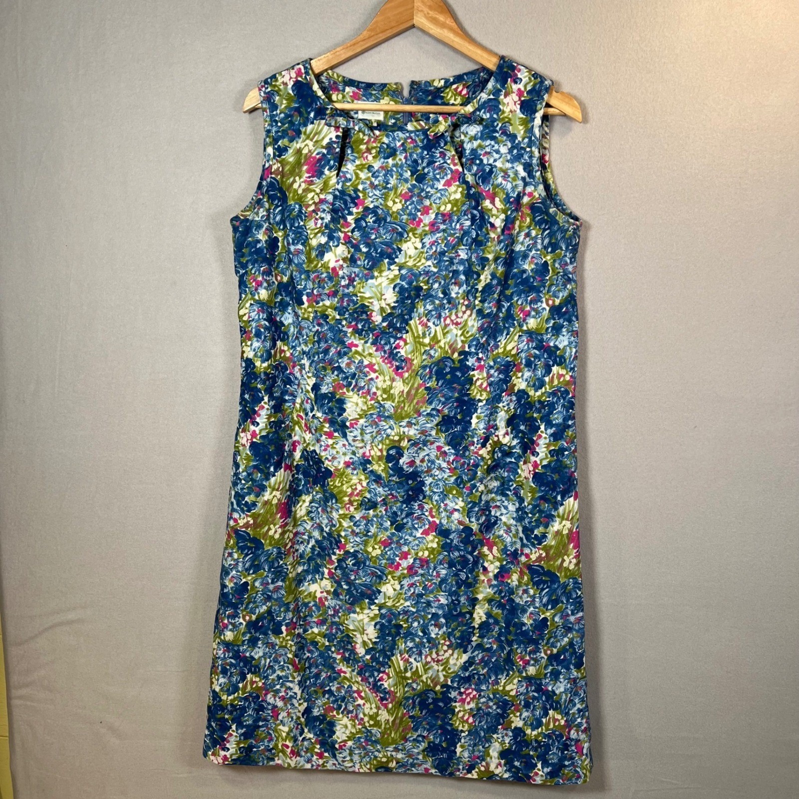 60s McMullen Greenbrier Shift Dress Floral Sleeveless Knee Length Mod VTG 18