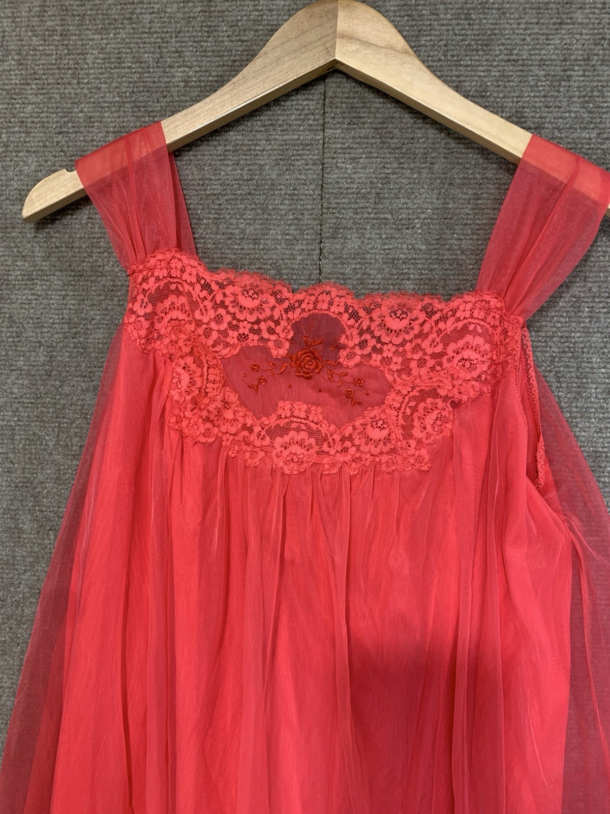 Vtg Van Raalte Pink Chiffon Babydoll Dress Castlecore Whimsy Dainty Nightgown Sm