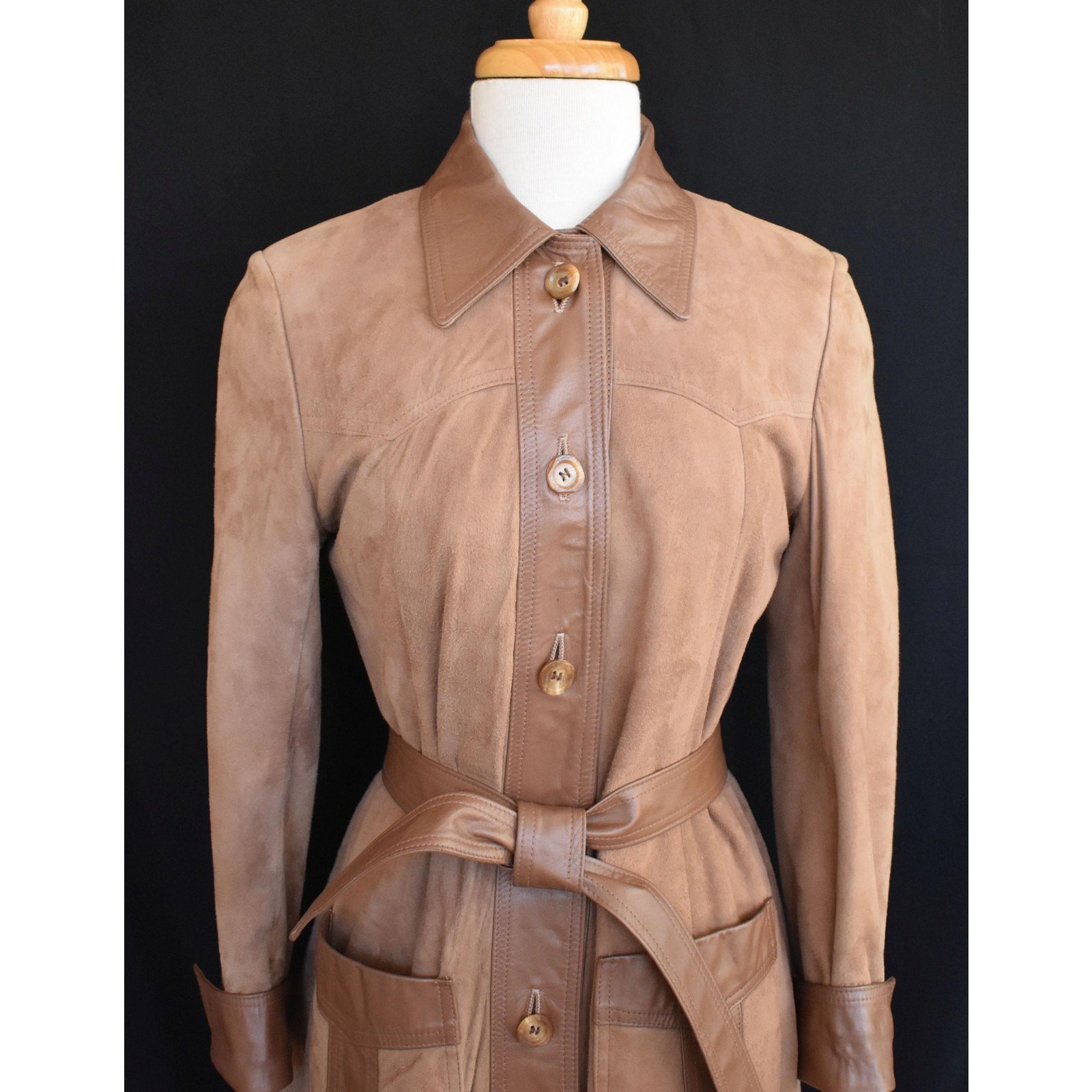 Vintage 70s New England Sports Wear Co Leather and Suede Jacket Coat, Sz S Small