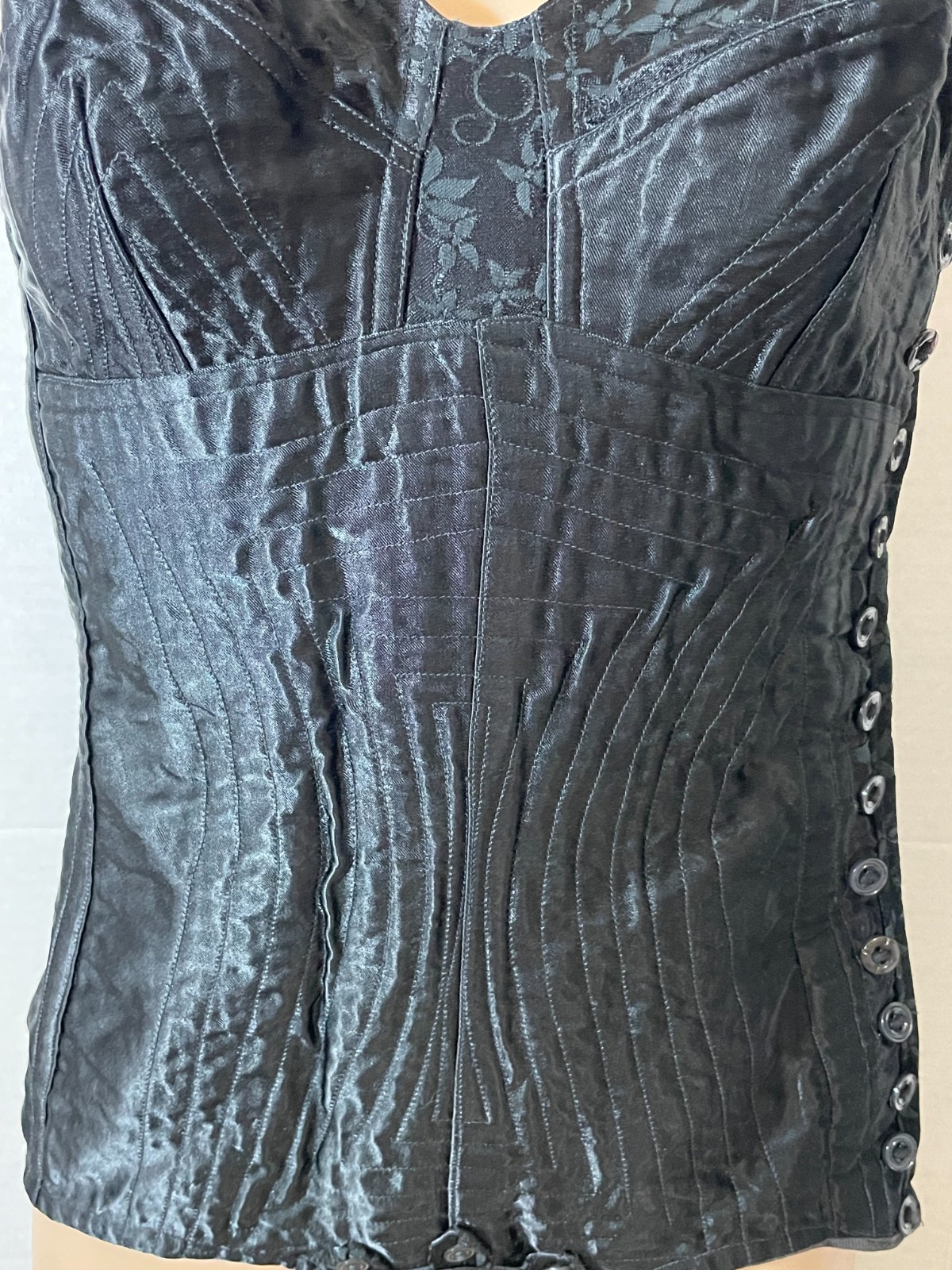 RARE Vtg Antique 20s 1930s? SATIN All in One Girdle Bodysuit Body Shaper BUTTONS