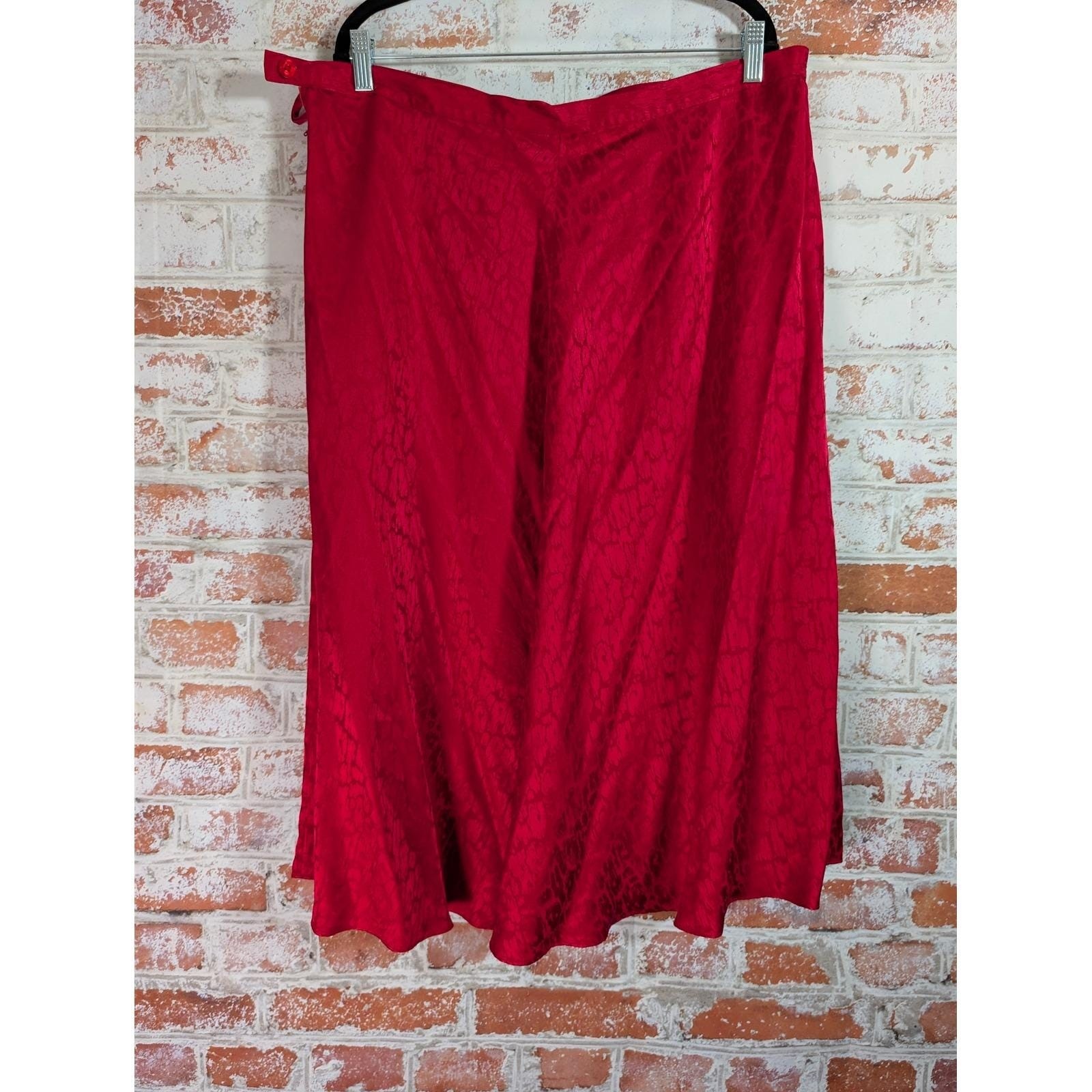 Argenti Skirt Set Womens 20 Red Silk Vintage Jacquard Animal Print 2pc Blouse