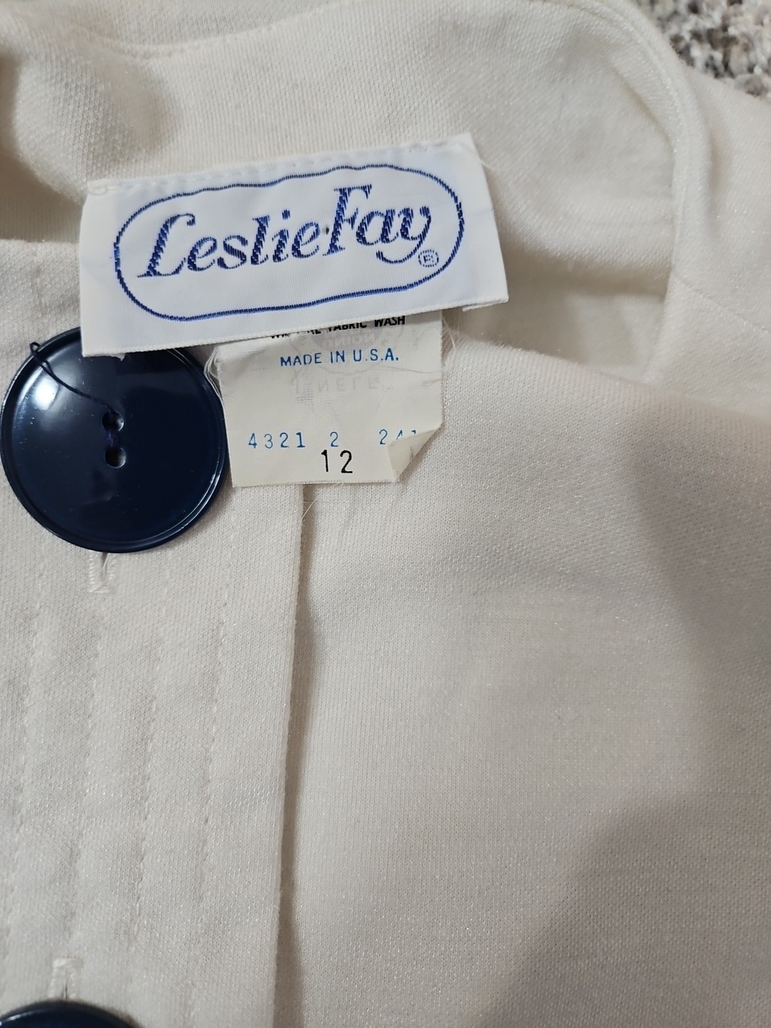 60s 70s Leslie Fay Dress Mod Blue White Buisness Secretary Side Pockets Size 12