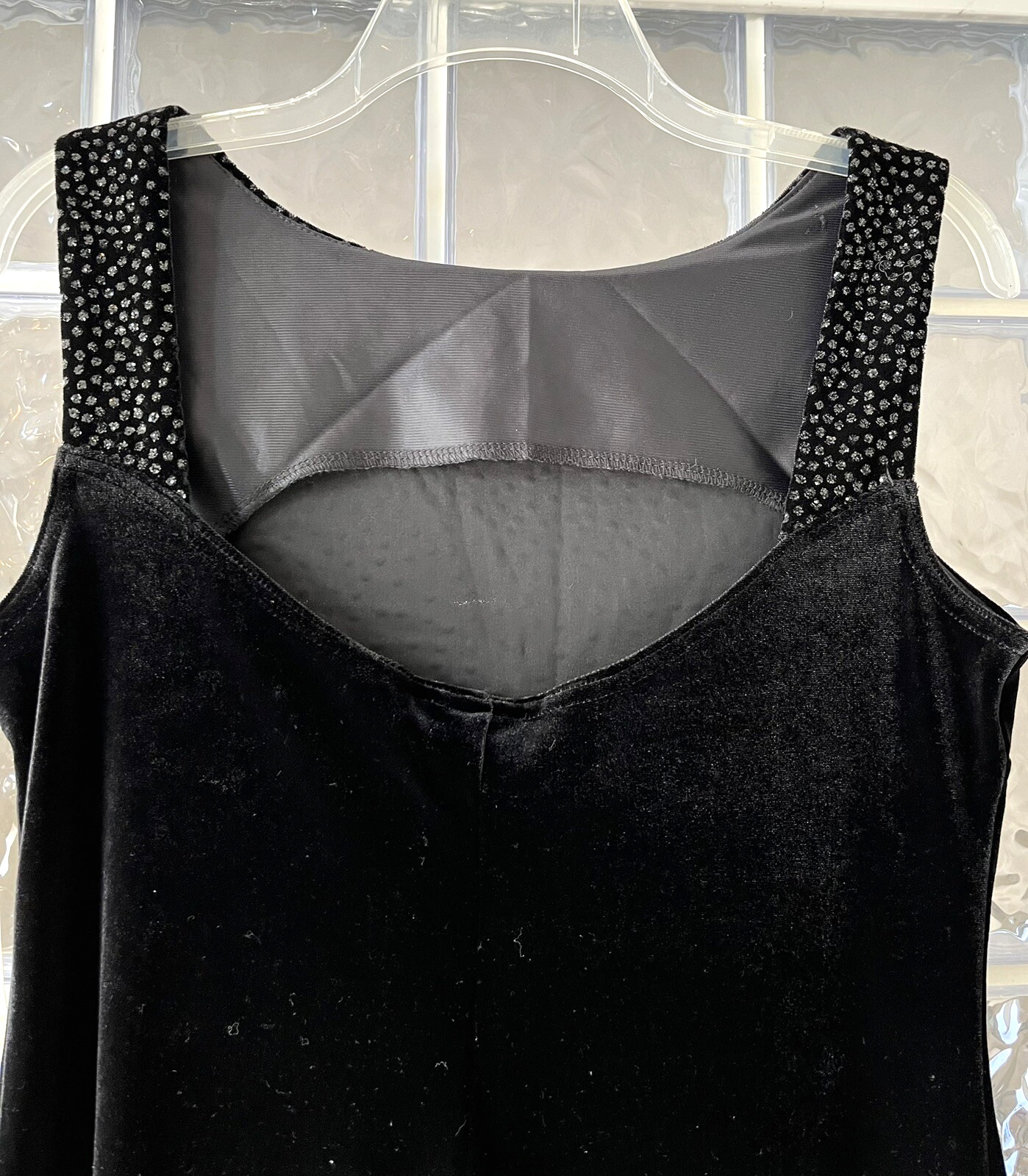 ROBBIE BEE NWT $69 Black Velvet Rhinestones Sleeveless Dress Stretch Size 10P