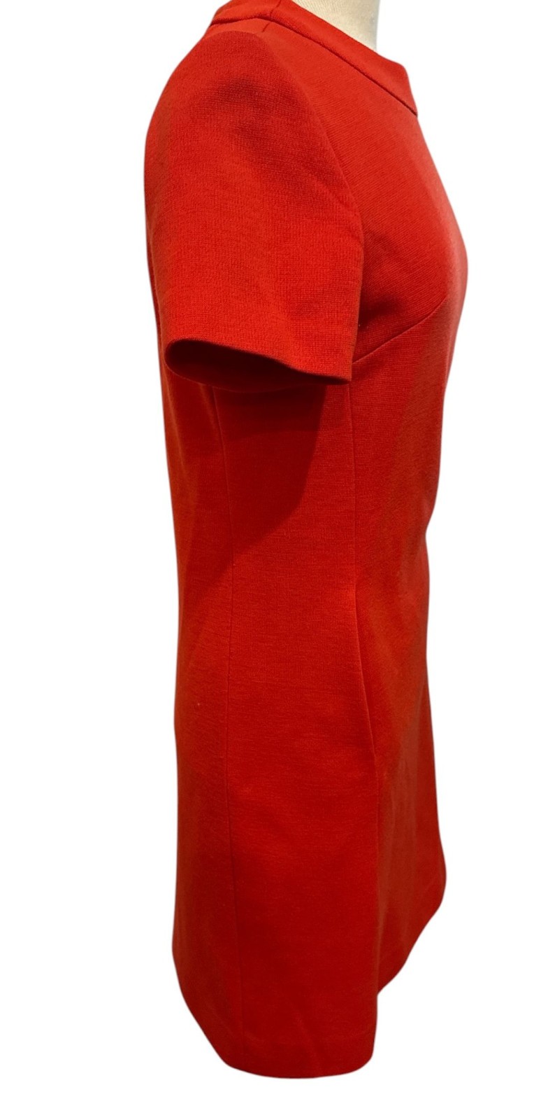 VINTAGE 60’s RUBY ORANGE Wool Dress & CAPE FOX FUR TRIM DRESS SUIT SZ M/L
