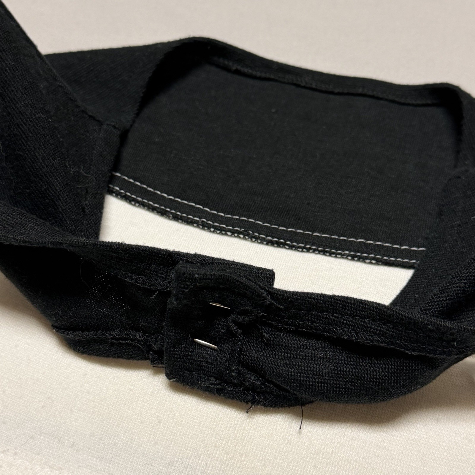 Vintage 90s Baby Tee Black White Stretch Knit Cutout Top Y2K Fitted