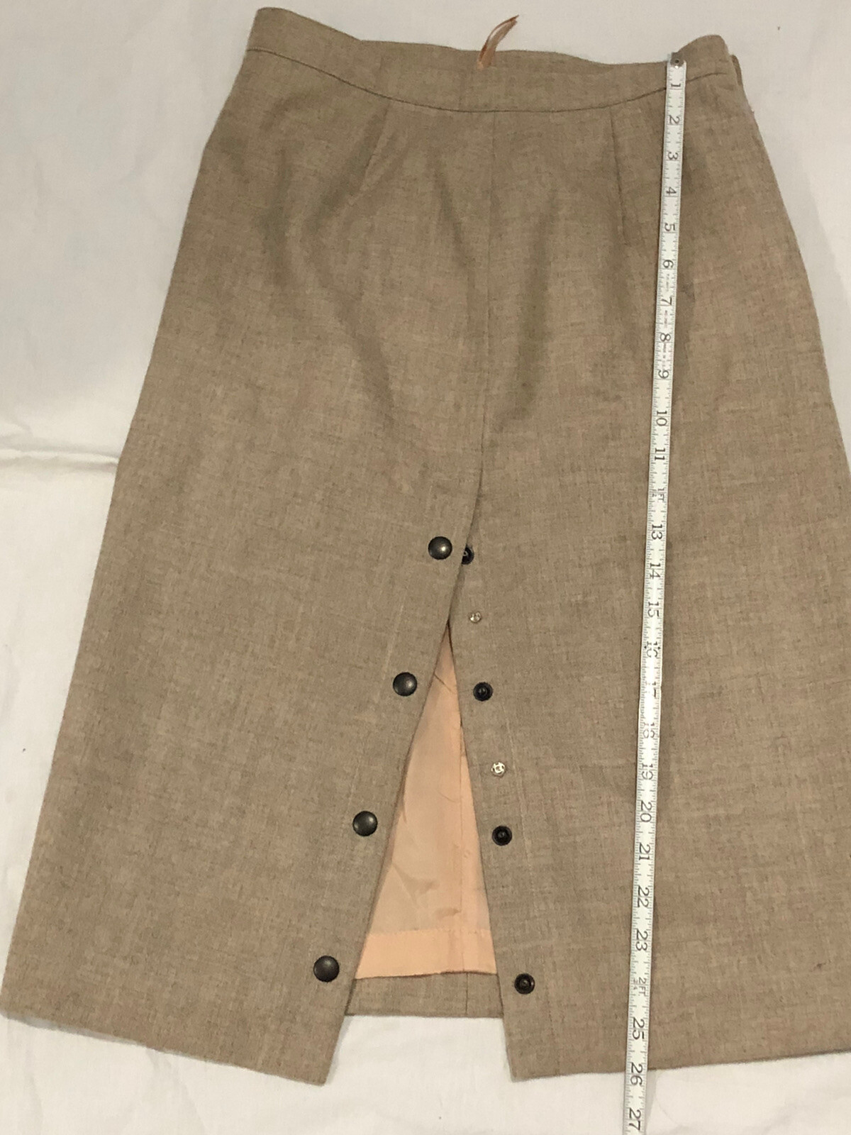 Vintage Tan J. Tiktiner Cote D’Azur – Nice, Made in France Skirt Sz. 8 Or Sz. 40