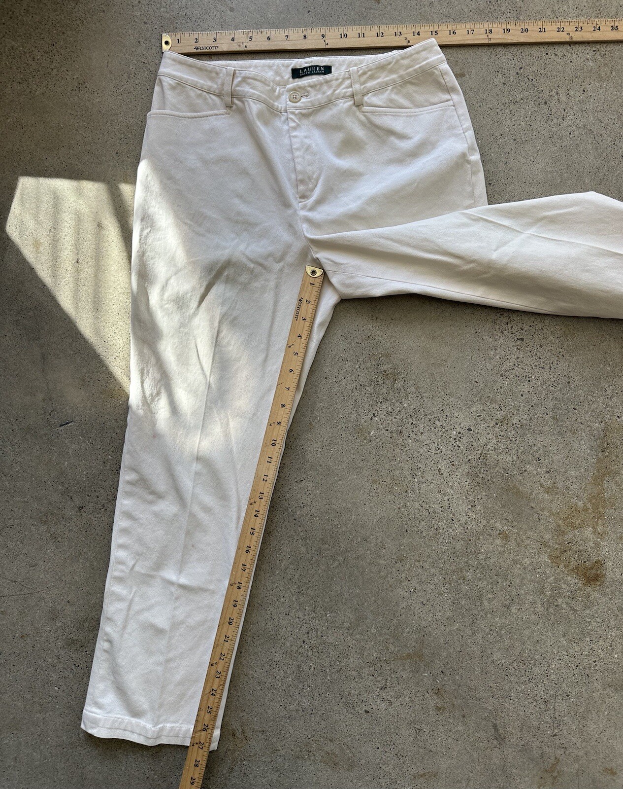 Vintage Polo Ralph Lauren White Cotton & Elastane Pleated Back Pants Sz 10