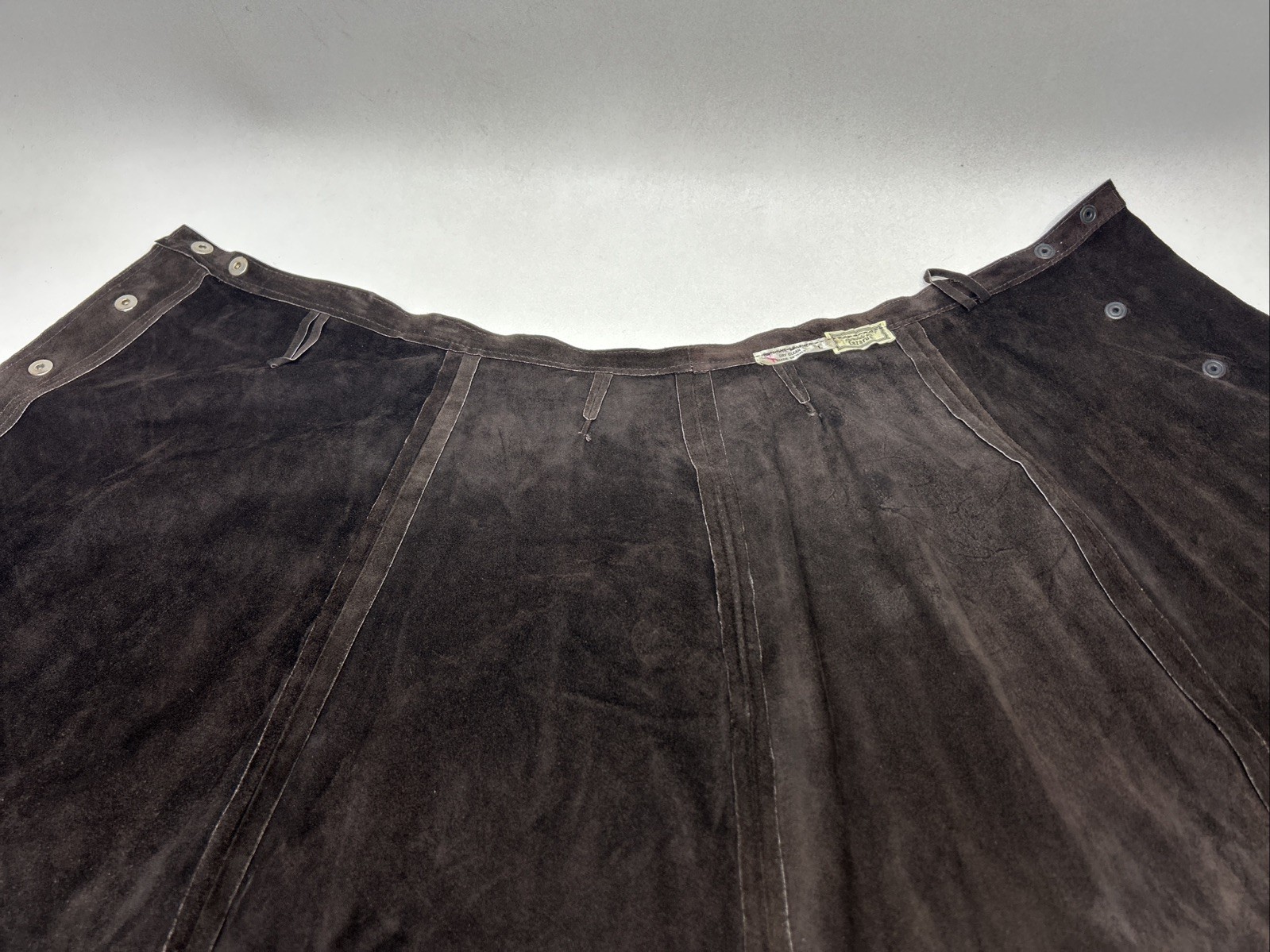 Vintage Genuine Leather Skirt Brown Western Made For Lazarus Size L