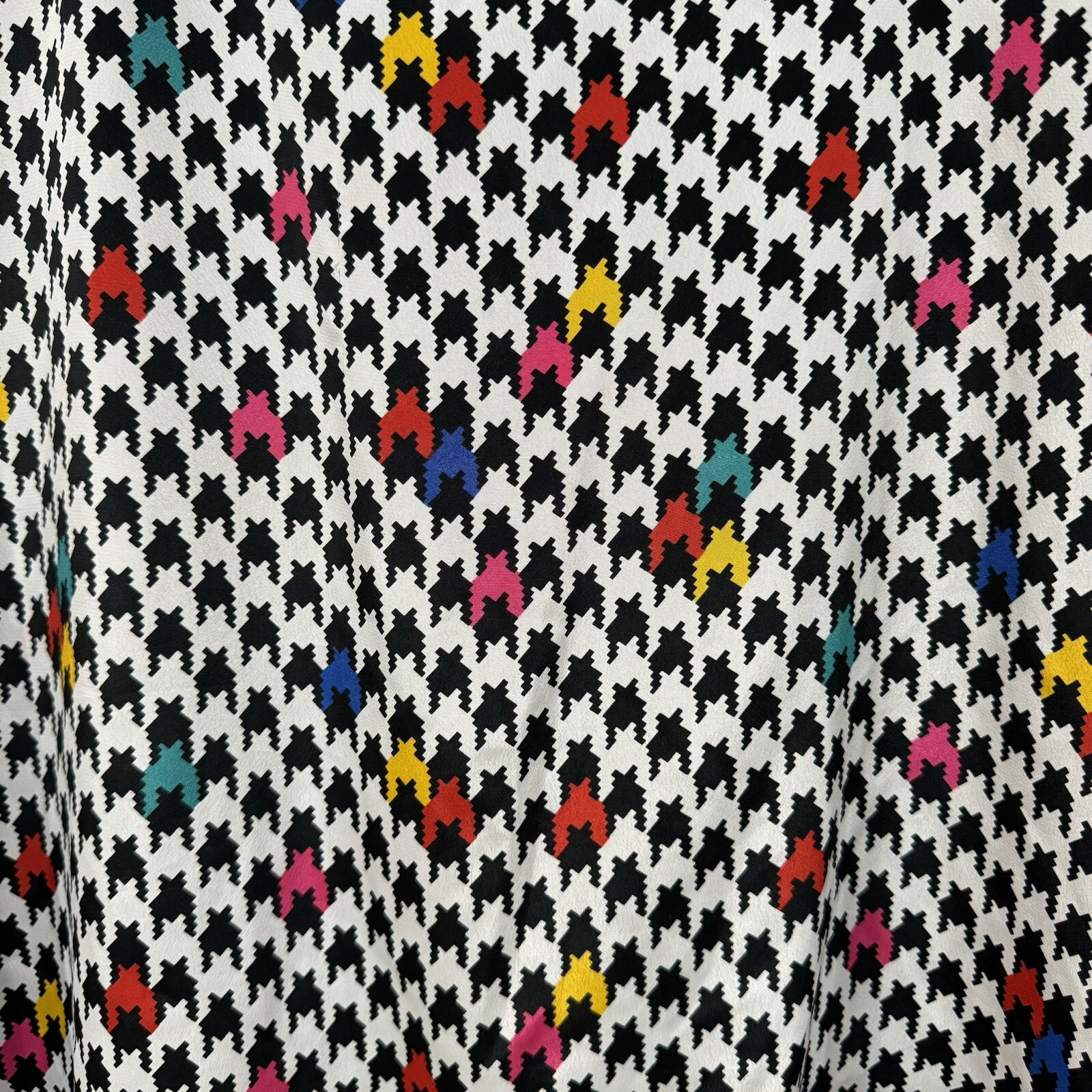 Vintage Houndstooth Colorful Blouse Shirt Top Penbrooke Lane 80’s Keyhole Large