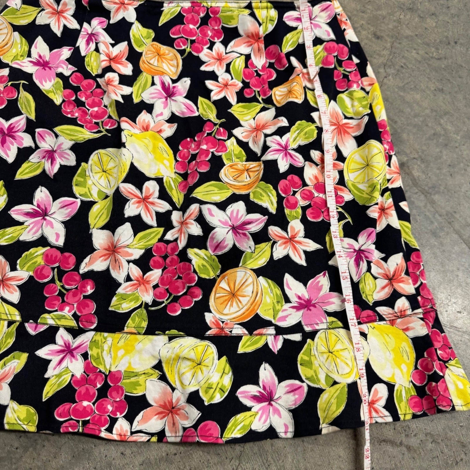 Skirtology Lemon Citrus Floral Print Mini Skirt S/14 Tropical Y2k Fruit Art
