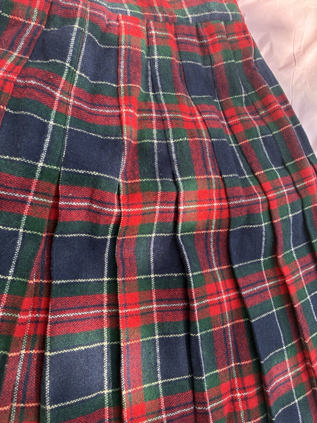 Diana Marco Vintage Women’s Skirt 80s Plaid Pleated Knee-Length Red Blue Sz 16/L