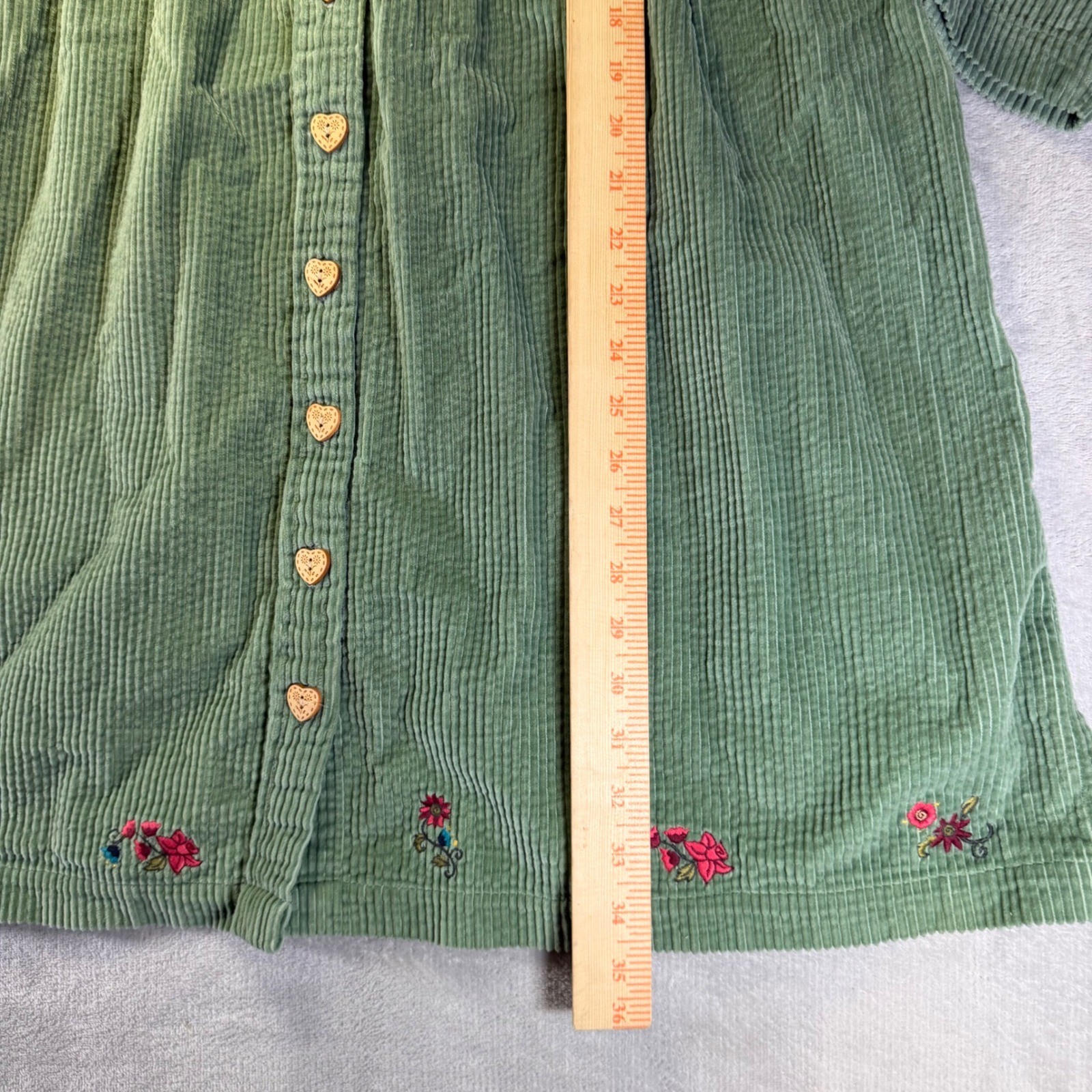 Vintage Disney Store Mickey Minnie Mouse Corduroy Dress Sage Green Floral Large