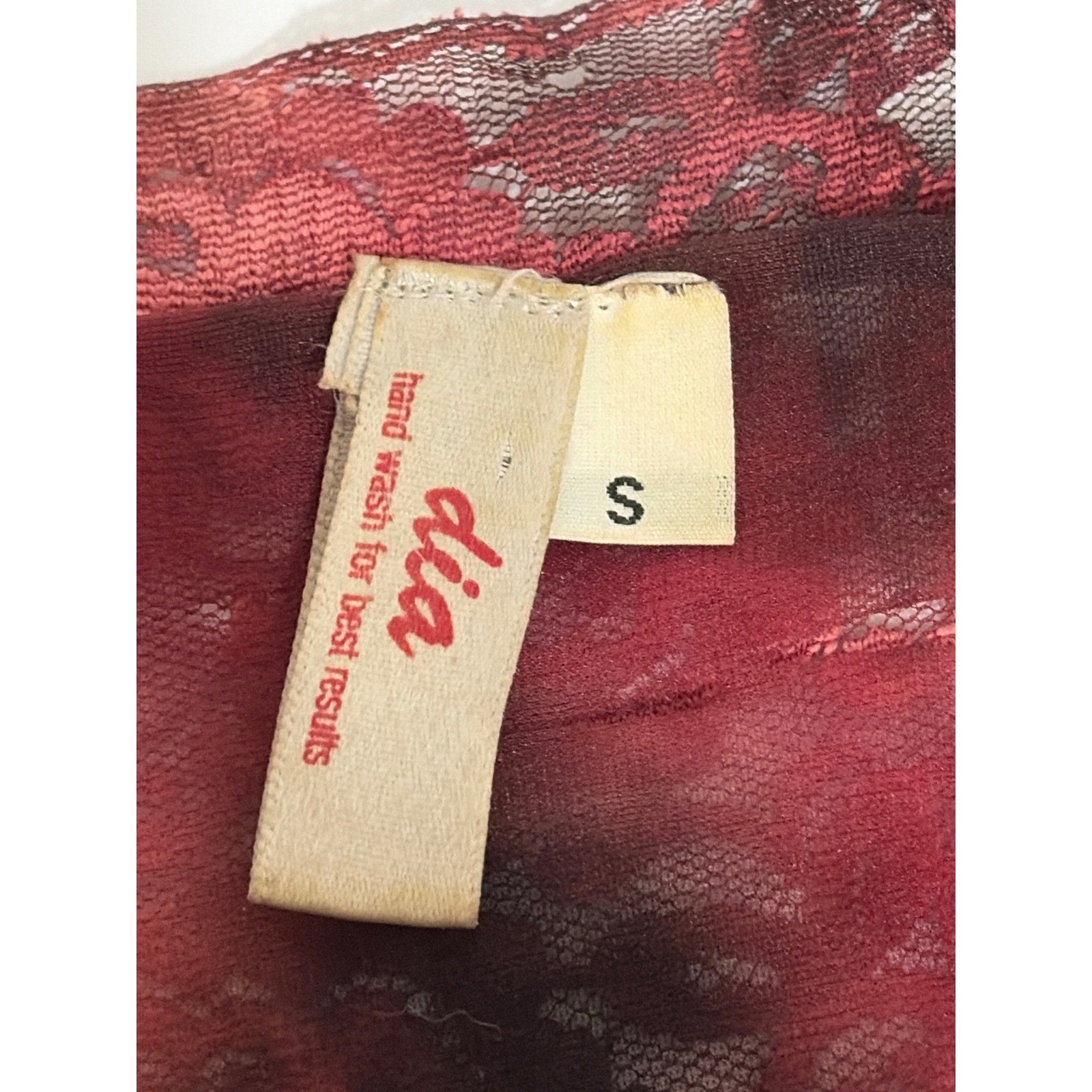 VTG Burgundy Lace S Slip Dark Romantic Goth Vampire Fairy Tie Dye Burgundy Y2K
