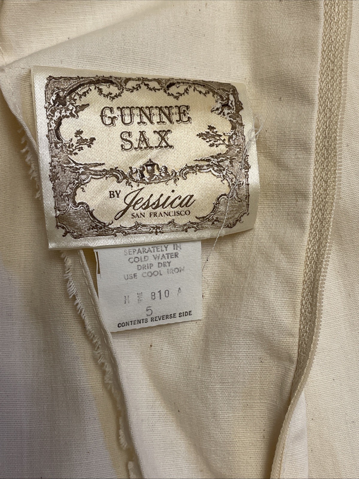 Vintage Gunne Sax Jessica Ivory Lace up Bodice Cotton Victorian Maxi Dress Sz 5
