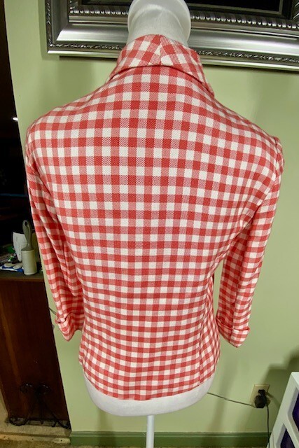 Alberto Makali Swing Blazer Jacket Women’s Size S Vintage Gingham Coral White